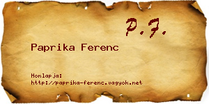 Paprika Ferenc névjegykártya